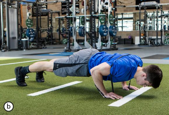 Figure 5.2 Band push-ups in start position and at end of countermovement.