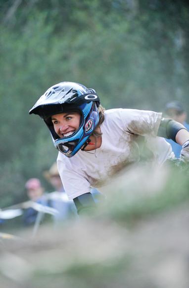 Have fun! Bobbi Watt, post-crash, filthy and stoked to be riding.